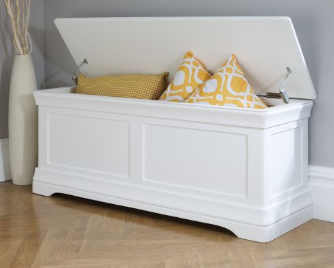 Toulouse Large White Painted Assembled Blanket Storage Box Ottoman - WINTER SALE