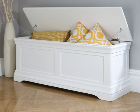 Toulouse Large White Painted Assembled Blanket Storage Box Ottoman - SPRING SALE