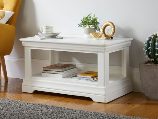 Toulouse White Painted Coffee Table with Shelf