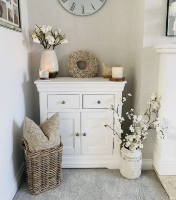 Stunning photo from @at_home_with_bekki on Instagram showing the Toulouse 80cm white painted sideboard 