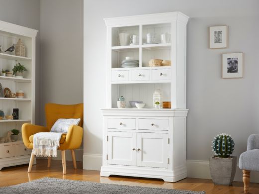 Toulouse White Painted 100cm Buffet and Hutch Dresser Display Unit