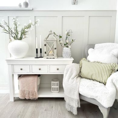 Toulouse White Painted 3 Drawer Large Assembled Console Table - @farleysnest on Instagram photo