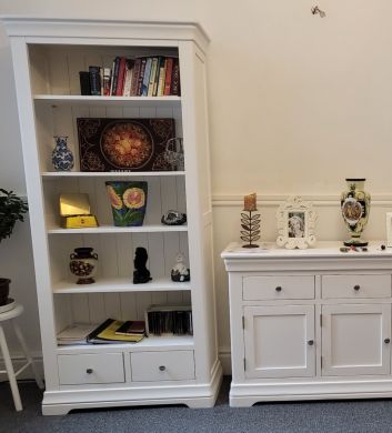 Toulouse White Painted Tall Fully Assembled Bookcase 2 Drawers - Customer review photo