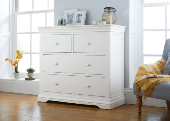 Toulouse White Painted Large 2 Over 2 Chest Drawers - Grande Size