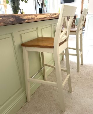 Java Cross Cream Painted Fully Assembled Tall Bar Stool