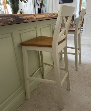 Java Cross Cream Painted Fully Assembled Tall Bar Stool - 10% OFF WINTER SALE