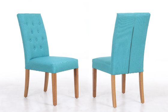Kensington Teal Fabric Dining Chair with Oak Legs
