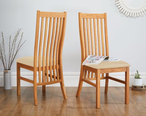 Lichfield Cream Leather Solid Oak Dining Room Chair - 30% OFF CODE FLASH