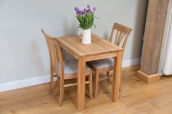 Minsk Oak 60cm Table and 2 Victoria Linen Chairs