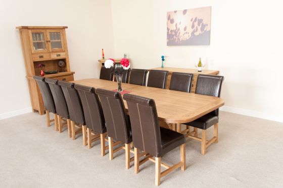 Country Oak 340cm Oval Table and 12 Titan Brown Chairs