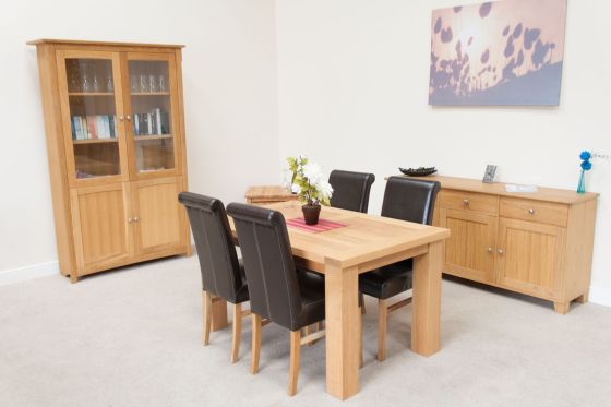Riga 140cm Oak Table 4 Emperor Brown Leather Chairs - SPRING MEGA DEAL