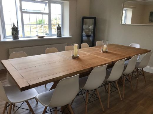 Provence 2.8m double extending oak table in a customers home