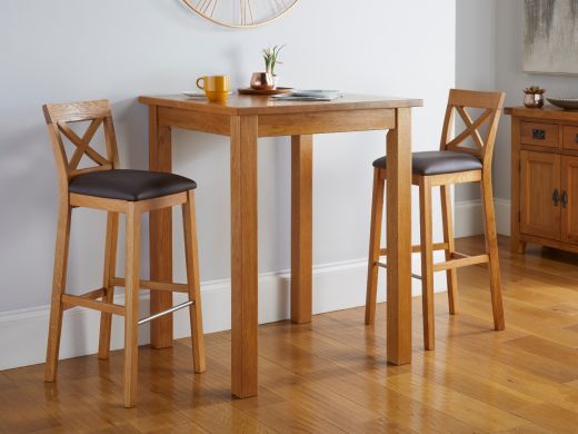 Country Oak Tall Breakfast Bar Table 80cm Square