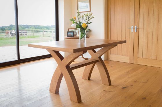 Country Oak 1.4m Cross Leg Dining Table - SPRING SALE