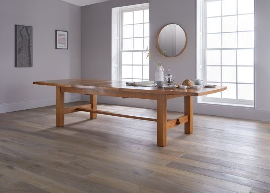 Chateaux 3.4m Large Solid Oak Extending Dining Table professional photo