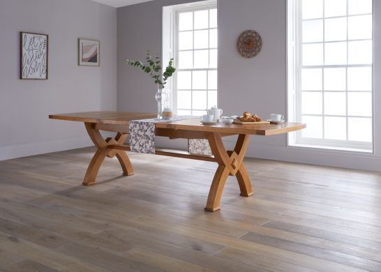 Monastery 3.0m Large Solid Oak Extending Dining Table professional photo