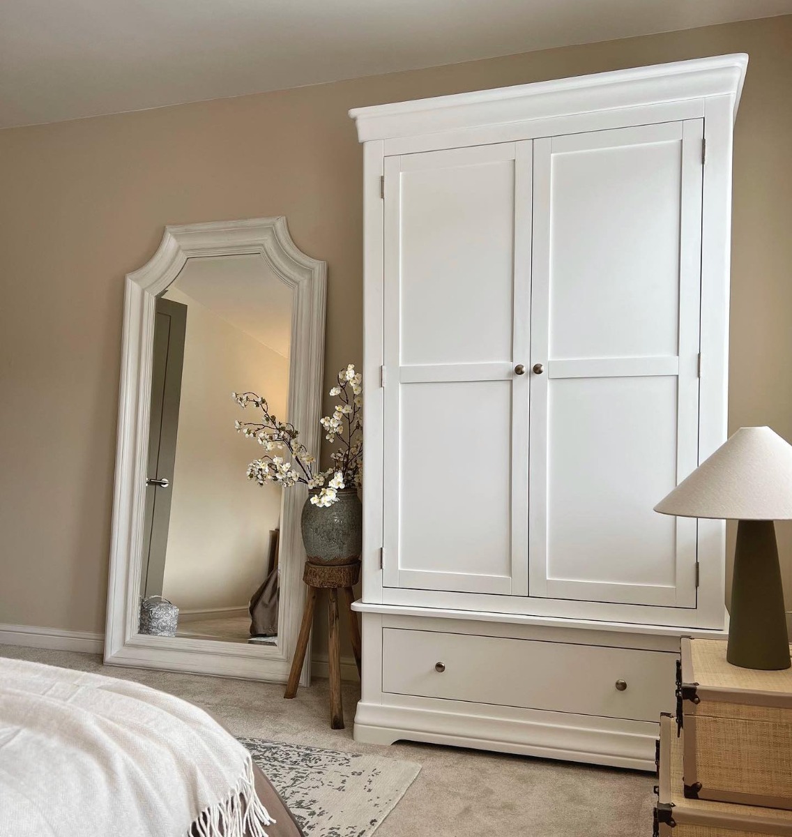 Toulouse White Painted Double Wardrobe with Drawer Free Delivery