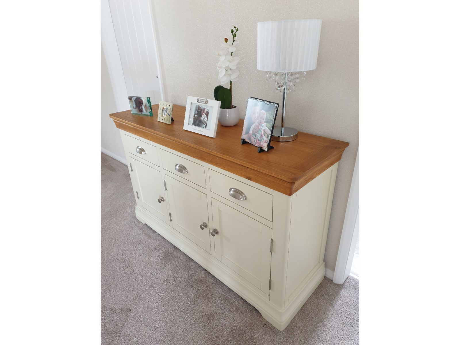 Country Oak Farmhouse 140cm Cream Painted Sideboard - Free Delivery ...