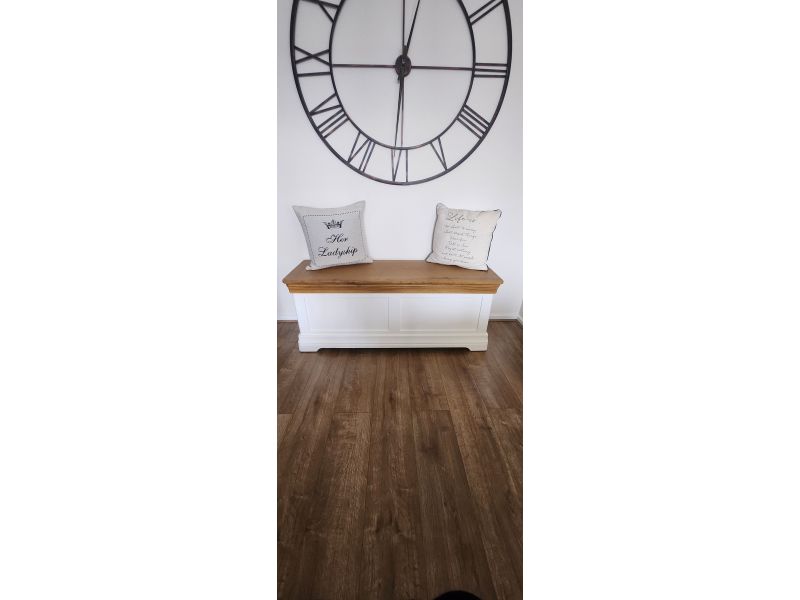 Farmhouse White Painted Large Oak Blanket Storage Box Free Delivery Top Furniture