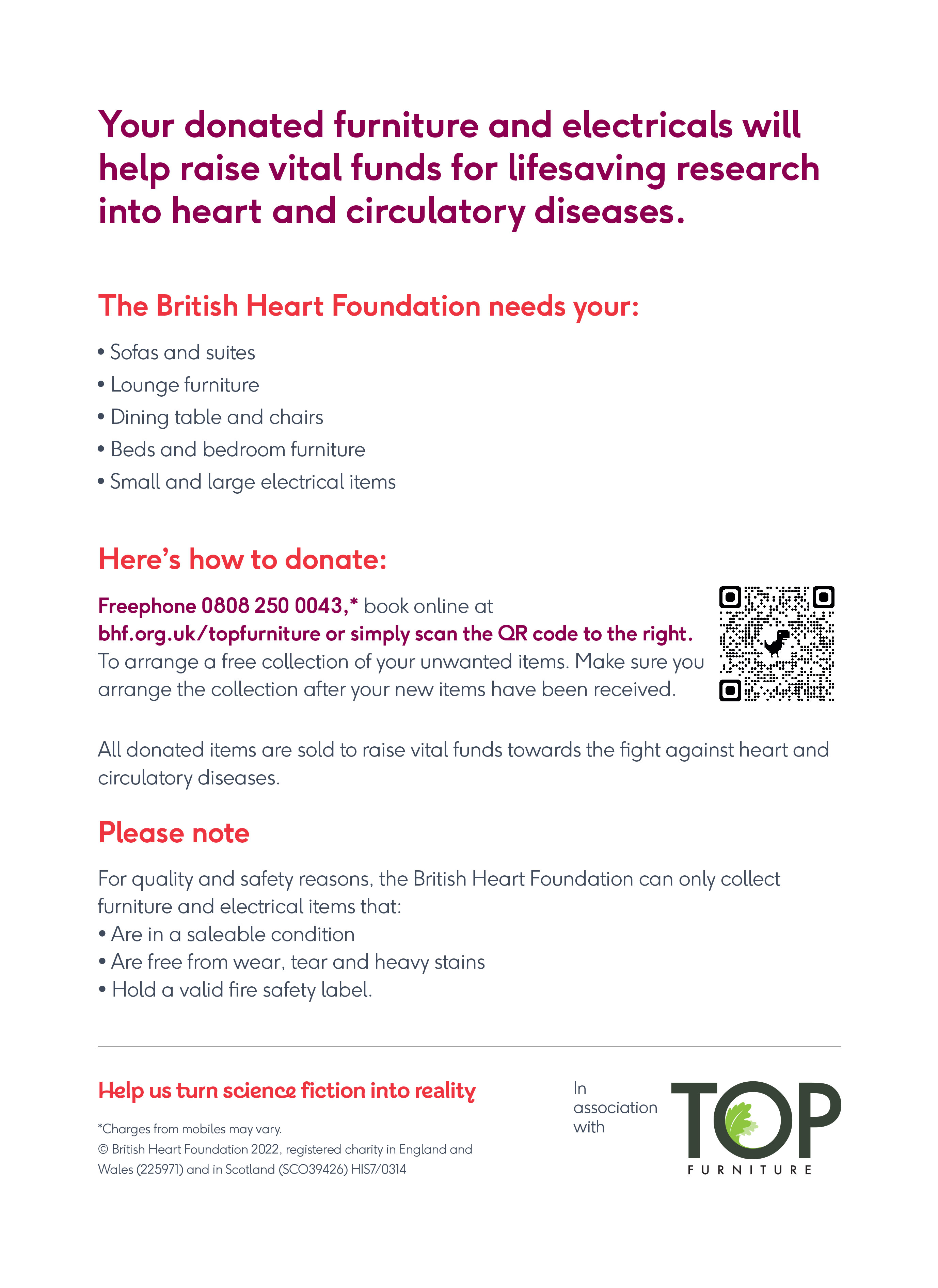 free collection poster from BHF